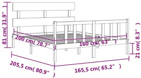 ΠΛΑΙΣΙΟ ΚΡΕΒΑΤΙΟΥ ΜΕ ΚΕΦΑΛΑΡΙ 160X200 ΕΚ. ΑΠΟ ΜΑΣΙΦ ΞΥΛΟ 3193281