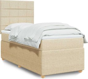 vidaXL Κρεβάτι Boxspring με Στρώμα Κρεμ 80 x 200 εκ. Υφασμάτινο