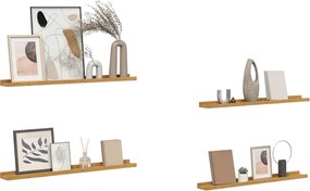 vidaXL Ράφι Τοίχου με ράφι 4 pcs Μπεζ 80 x 9 x 3 cm Επεξεργασμένο ξύλο