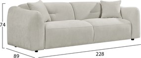 ΚΑΝΑΠΕΣ 3-ΘΕΣΙΟΣ JUNOA HM3333.02 ΕΚΡΟΥ ΥΦΑΣΜΑ 228x89x74Υεκ