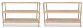 vidaXL Παπουτσοθήκες με 3 Ράφια 2 τεμ. από Μασίφ Ξύλο Ευκαλύπτου
