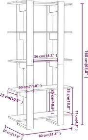 vidaXL Βιβλιοθήκη/Διαχωρ. Χώρου Λευκό 80x30x160 εκ Επεξ. Ξύλο