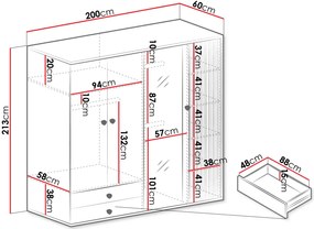 Ντουλάπα Cali τετράφυλλη