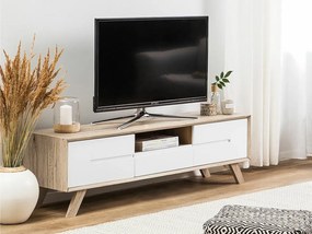 Τραπέζι Tv Berwyn 792, Ανοιχτό χρώμα ξύλου, Άσπρο, 150x45x40cm, 34 kg, Ξύλο: Πεύκο | Epipla1.gr