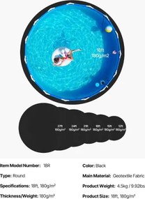 VEVOR 18ft Round Pool Liner Pad for Above Ground Pools Heavy Duty Pool Mat