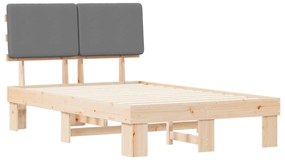 vidaXL Σκελετός Κρεβατιού με Επενδεδυμένο Κεφαλάρι Ανοιχτό γκρι