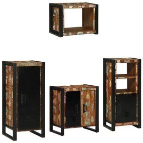 vidaXL Σετ Επίπλων Μπάνιου 4 pcs Πολύχρωμο Στερεό ανακτημένο ξύλο