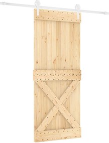 vidaXL Συρόμενη Πόρτα Φυσικό και Λευκό 85 x 210 cm