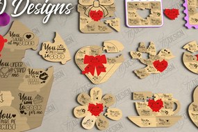 Intra απο ξύλο plywood 3mm-4mm πάχος – Πακέτο κοπής με λέιζερ παζλ για την ημέρα του Αγίου Βαλεντίνου Δίασταση 20x20 cm INTRAFABR-112093976