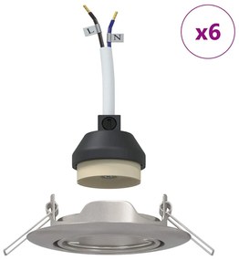 vidaXL Ενσωματωμένα Φώτα 6 τμχ Στρογγυλά GU10 Ασημί Ø90 χιλ Σιδήρου