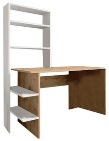 Study desk-bookcase Dropio melamine oak-white 120x55x150cm 120x55x150 εκ.