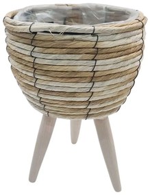 Κασπώ Σε Τρίποδο 00.06.61171 Με Νάιλον 20x14x29,5cm Ψάθινο Beige-Grey Mat