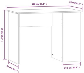 Γραφείο Μαύρο 100 x 55 x 75 εκ. από Επεξεργασμένο Ξύλο - Μαύρο