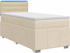 vidaXL Κρεβάτι box spring με στρώμα Κρεμ 90 x 190 cm Ύφασμα