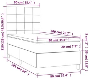 Κρεβάτι Boxspring με Στρώμα Κρεμ 90x200 εκ.Υφασμάτινο - Κρεμ