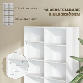 Ράφι DVD Ράφι αποθήκευσης CD 14 Ρυθμιζόμενα ράφια 18 θήκες 175 εκ. Blu-ray Ράφι μοριοσανίδα Λευκό