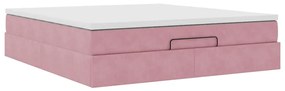 vidaXL Οθωμανικό κρεβάτι με στρώμα ροζ 180x200cm Velvet