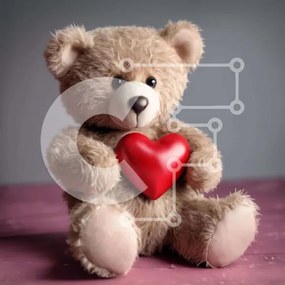 Intra Συλλεκτικό Ξύλινο Παζλ Plywood  4mm - Καφέ αρκουδάκι που κρατά πορτοκαλί καρδιά Σε Ξύλινο Κουτί - Διαστάσεις: 10x10 cm – 25 κομμάτια