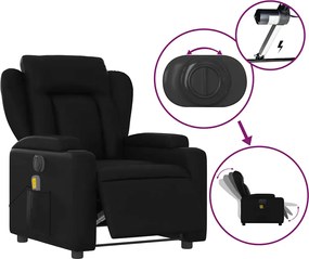 vidaXL Πολυθρόνα Μασάζ Ανακλινόμενη Ηλεκτρική Μαύρη Συνθετικό Δέρμα