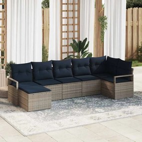 vidaXL Σετ Καναπέ 7 pcs Γκρι συνθετικό ρατάν