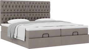 vidaXL Οθωμανικό κρεβάτι με στρώματα Taupe 200x200cm ύφασμα