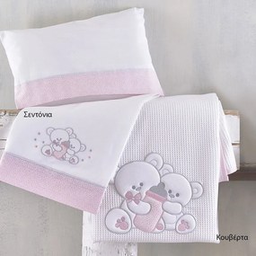 Σεντόνια Βρεφικά Με Κέντημα Cuddles 585 (Σετ 3τμχ) Pink Ρυθμός Cradle 100x160cm 100% Βαμβάκι