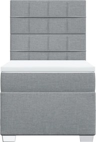 vidaXL Κρεβάτι Boxspring με Στρώμα Ανοιχτό Γκρι 90x200 εκ. Υφασμάτινο