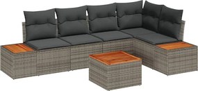 vidaXL Σετ Καναπέ Κήπου με μαξιλάρι 6 pcs Γκρι Πολυ ράταν