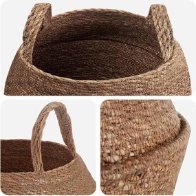 vidaXL Γλάστρα με Χερούλια 2 τμχ. Φυσικό Ø 45 x 36 cm