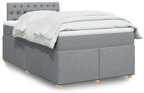 vidaXL Κρεβάτι Boxspring με Στρώμα Ανοιχτό Γκρι 120x200 εκ. Υφασμάτινο