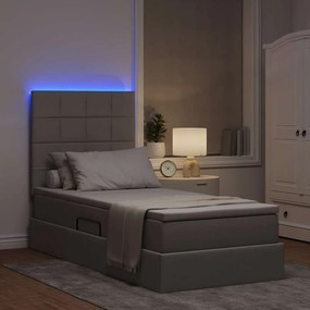 vidaXL LED Κρεβάτι αποθήκευσης με στρώμα Taupe 100 x 200 cm Ύφασμα