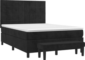 vidaXL Κρεβάτι Boxspring με Στρώμα Μαύρο 140x190 εκ. Βελούδινο