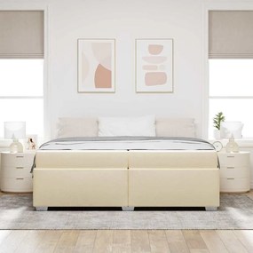 vidaXL Σκελετός Κρεβατιού με στρώμα Κρεμ 200 x 200 cm ύφασμα