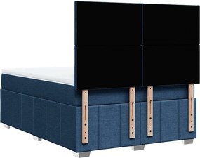 vidaXL Κρεβάτι Boxspring με Στρώμα Μπλε 140x190 εκ. Υφασμάτινο