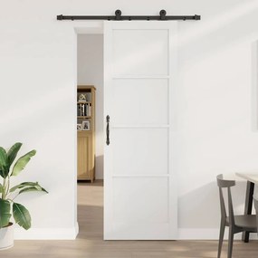 vidaXL Συρόμενη Πόρτα με Σετ Εξαρτημάτων 'ORKDAL' Λευκή Συμπαγές Ξύλο Πεύκο