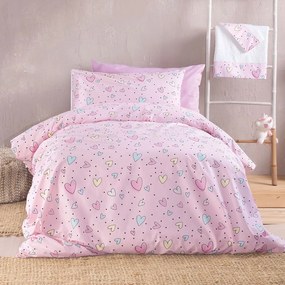 Σεντόνια Pop Hearts Με Λάστιχο (Σετ 3τμχ) Pink Ρυθμός Semi-double 105x230cm 100% Cotton