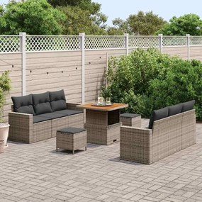vidaXL Σετ Καναπέ Κήπου με μαξιλάρι 9 pcs Γκρι 80 x 80 x 71 cm