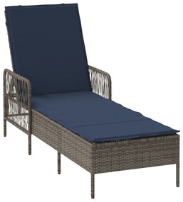 vidaXL Ξαπλώστρα Γκρι PE Ρατάν 157 x 55 x 92 εκ. Αναδιπλούμενη