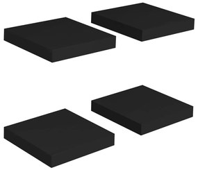 Ράφια Τοίχου 4 τεμ. Μαύρα 23x23,5x3,8 εκ. MDF - Μαύρο