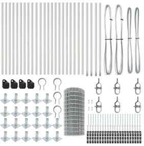 vidaXL Φράχτης με Στήλες. Ασημί 0.6 x 50 μ. Ατσάλι