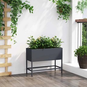 vidaXL Υψωμένη Γλάστρα Κήπου Ανθρακί 60 x 26 x 45 εκ Ατσάλι