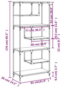 ΒΙΒΛΙΟΘΗΚΗ ΓΚΡΙ SONOMA 81X36X176 ΕΚ. ΑΠΟ ΕΠΕΞΕΡΓ. ΞΥΛΟ 836226