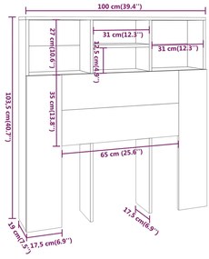 vidaXL Κεφαλάρι Με Αποθηκευτικό Χώρο Λευκό 100x19x103,5 εκ.
