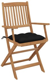 vidaXL Καρέκλες Κήπου Πτυσσόμενες 6 τεμ Μασίφ Ξύλο Ακακίας &amp; Μαξιλάρια
