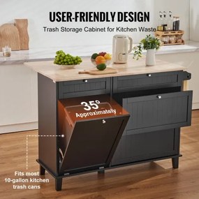 VEVOR Kitchen Island Cart Storage Cabinet Serving with Drawer &amp; Trash Cabinet