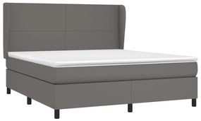 vidaXL Κρεβάτι Boxspring με Στρώμα Γκρι 160x200εκ. από Συνθετικό Δέρμα