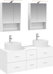 vidaXL Σετ Επίπλων Μπάνιου 5 pcs Λευκό Επεξεργασμένο Ξύλο και Γυαλί