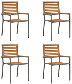 vidaXL Καρέκλες κήπου που σωριάζονται 4 pcs Καφέ, Γκρί