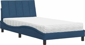 vidaXL Κρεβάτι με Στρώμα Hanko Μπλε 100 x 200 εκ. Υφασμάτινο