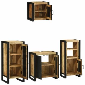 vidaXL Σετ Επίπλων Μπάνιου με ράφι 4 pcs Καφέ Στερεό ξύλο μάνγκο